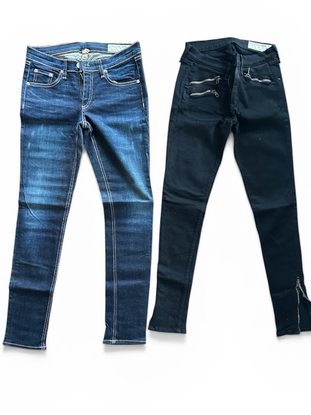 Rag & Bone/JEAN  2 pair Skinny - Blue and Black (w/ zipper detail)

'